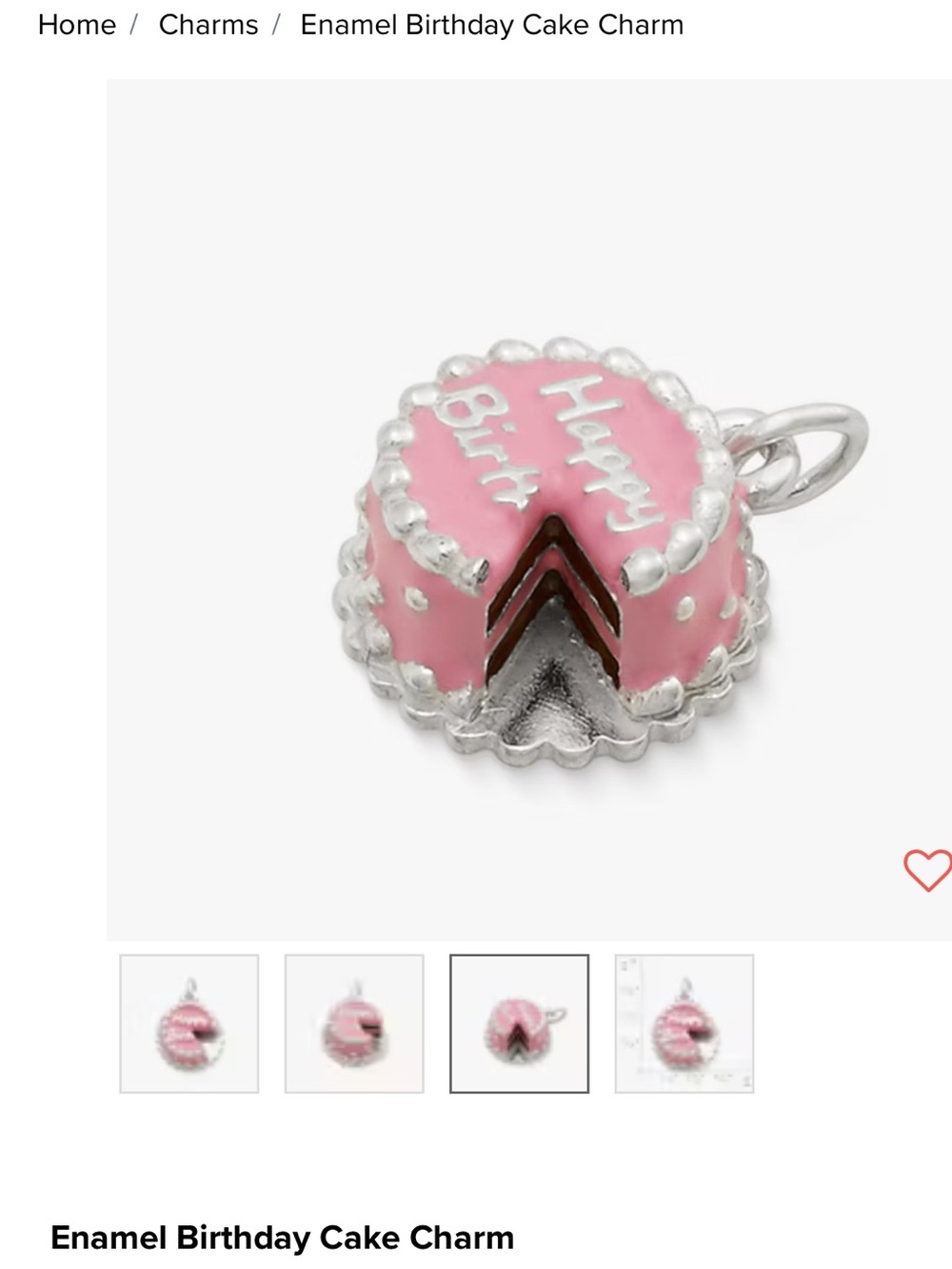 James Avery Pink Enamel Birthday Cake Charm - Picture 3 of 6